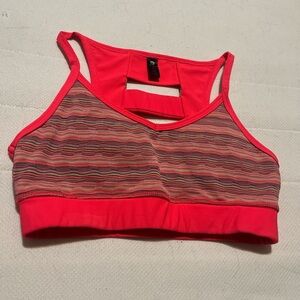 Women's Red Patterned Sports Bra